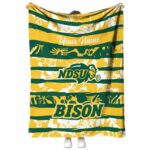 custom north dakota state bison floral stripes green white blanket best selling
