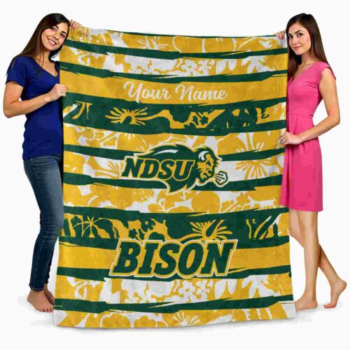 custom north dakota state bison floral stripes green white blanket fashion forward