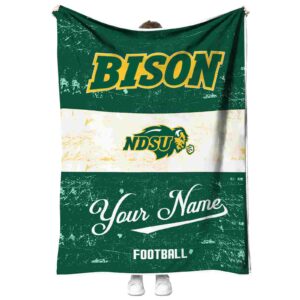 custom north dakota state bison grunge texture green white blanket best selling