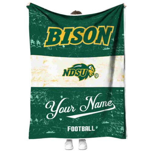 custom north dakota state bison grunge texture green white blanket best selling