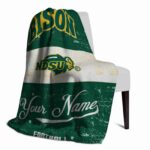 custom north dakota state bison grunge texture green white blanket best selling
