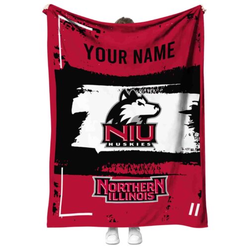 custom northern illinois huskies paint strokes red white blanket best selling