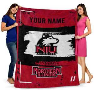 custom northern illinois huskies paint strokes red white blanket fashion forward