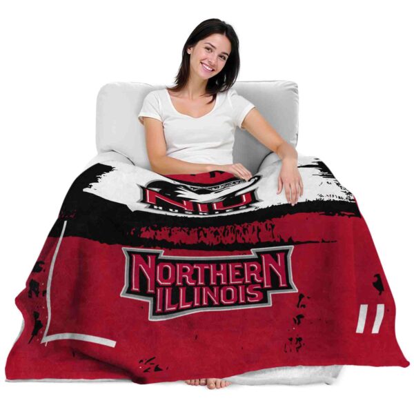 custom northern illinois huskies paint strokes red white blanket latest model