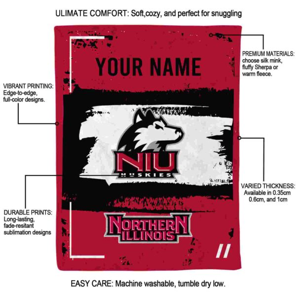 custom northern illinois huskies paint strokes red white blanket new arrival