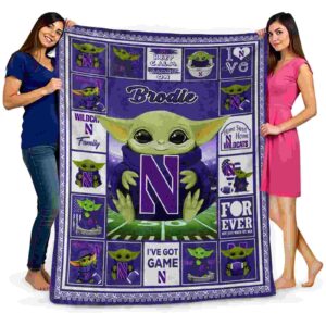 custom northwestern wildcats baby yoda purple blanket fashion forward