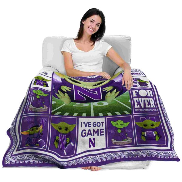 custom northwestern wildcats baby yoda purple blanket latest model