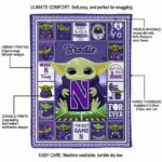 custom northwestern wildcats baby yoda purple blanket new arrival