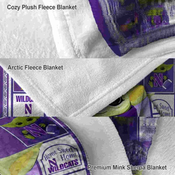 custom northwestern wildcats baby yoda purple blanket premium grade