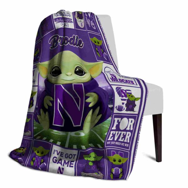 custom northwestern wildcats baby yoda purple blanket top rated