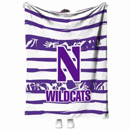 custom northwestern wildcats floral stripes purple white blanket best selling