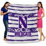 custom northwestern wildcats floral stripes purple white blanket best selling