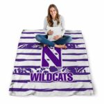 custom northwestern wildcats floral stripes purple white blanket best selling
