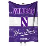 custom northwestern wildcats grunge texture purple white blanket best selling