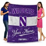 custom northwestern wildcats grunge texture purple white blanket best selling