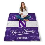 custom northwestern wildcats grunge texture purple white blanket best selling