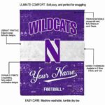 custom northwestern wildcats grunge texture purple white blanket best selling