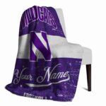 custom northwestern wildcats grunge texture purple white blanket best selling