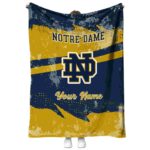 Custom Notre Dame Fighting Irish Grunge Streaks Navy Blanket 1 custom notre dame fighting irish grunge streaks navy blanket best selling