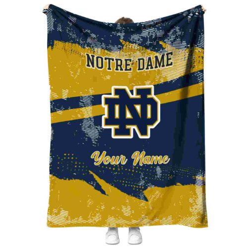 custom notre dame fighting irish grunge streaks navy blanket best selling