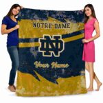 custom notre dame fighting irish grunge streaks navy blanket best selling