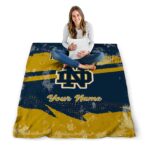 custom notre dame fighting irish grunge streaks navy blanket best selling