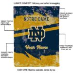 custom notre dame fighting irish grunge streaks navy blanket best selling