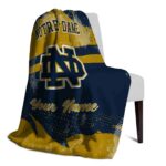 custom notre dame fighting irish grunge streaks navy blanket best selling