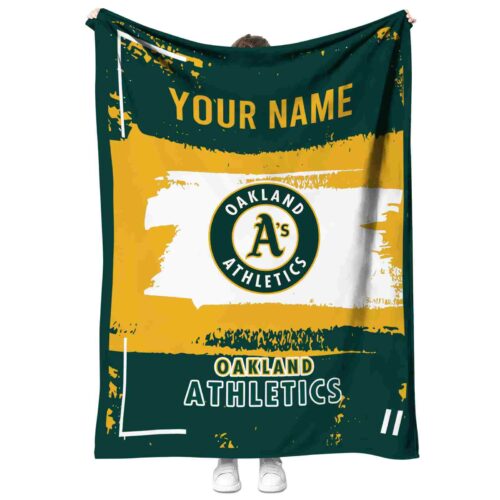 custom oakland athletics paint strokes green white blanket best selling