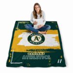 custom oakland athletics paint strokes green white blanket best selling
