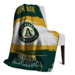 custom oakland athletics paint strokes green white blanket best selling