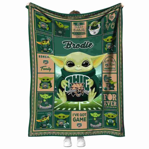 custom ohio bobcats baby yoda green blanket best selling
