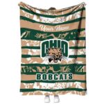 custom ohio bobcats floral stripes green white blanket best selling