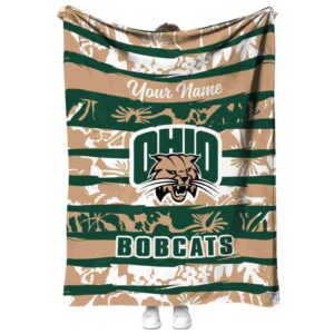 custom ohio bobcats floral stripes green white blanket best selling