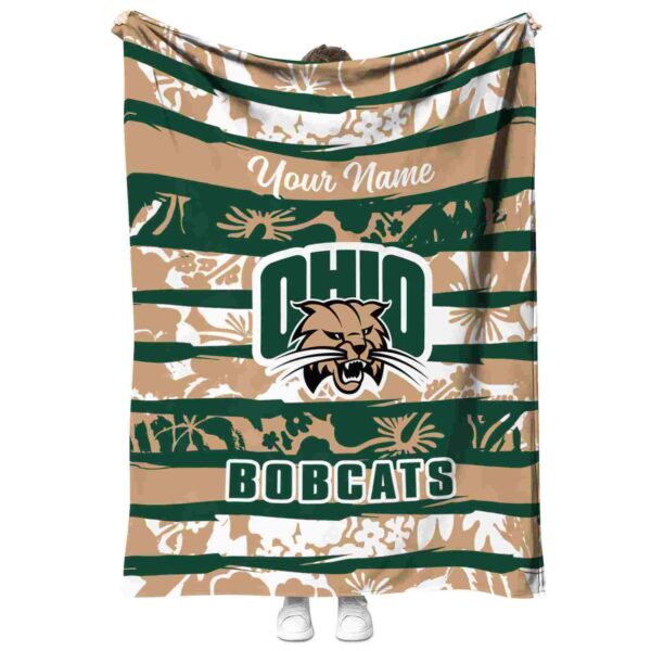 custom ohio bobcats floral stripes green white blanket best selling