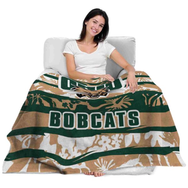 custom ohio bobcats floral stripes green white blanket latest model