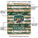 custom ohio bobcats floral stripes green white blanket new arrival
