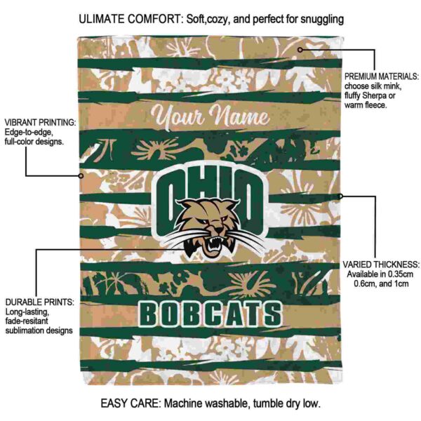 custom ohio bobcats floral stripes green white blanket new arrival