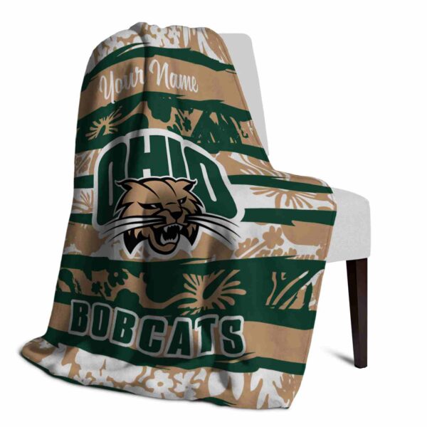 custom ohio bobcats floral stripes green white blanket top rated