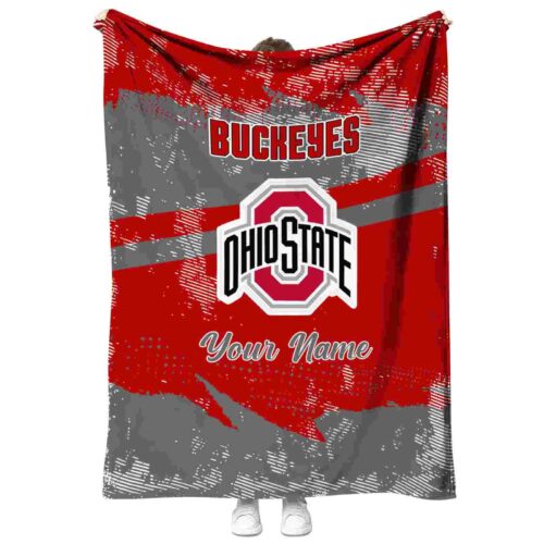 custom ohio state buckeyes grunge streaks scarlet blanket best selling