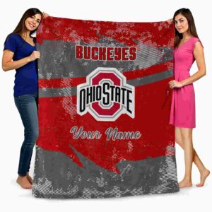 custom ohio state buckeyes grunge streaks scarlet blanket fashion forward