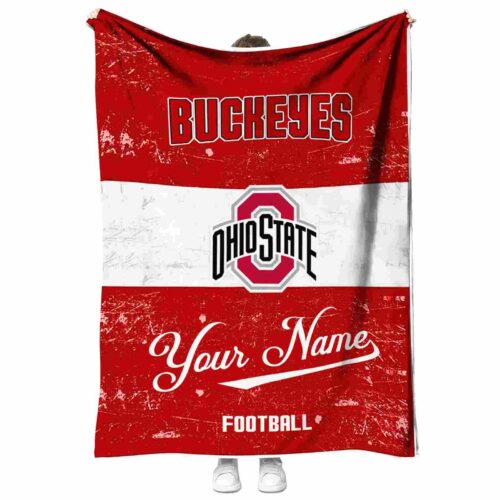 custom ohio state buckeyes grunge texture scarlet white blanket best selling