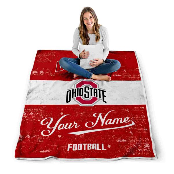 custom ohio state buckeyes grunge texture scarlet white blanket high quality
