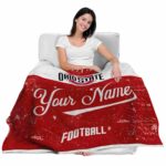 custom ohio state buckeyes grunge texture scarlet white blanket latest model
