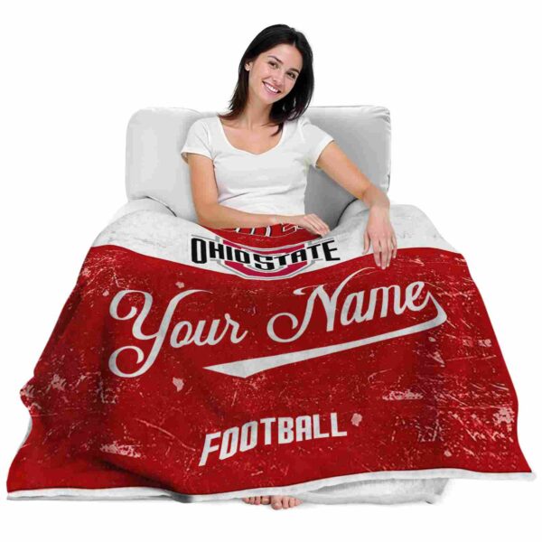 custom ohio state buckeyes grunge texture scarlet white blanket latest model