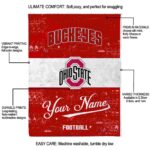 custom ohio state buckeyes grunge texture scarlet white blanket new arrival