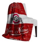 custom ohio state buckeyes grunge texture scarlet white blanket top rated