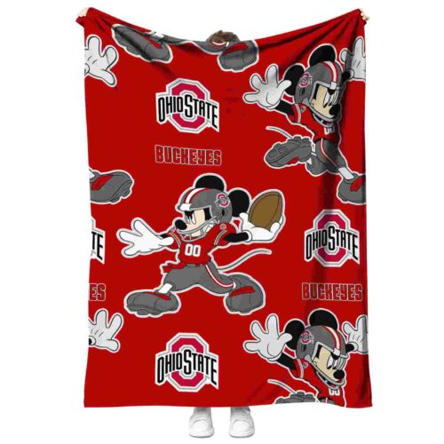 custom ohio state buckeyes mickey scarlet blanket best selling