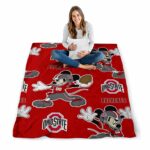 custom ohio state buckeyes mickey scarlet blanket best selling