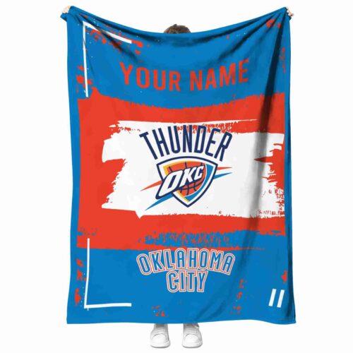 custom oklahoma city thunder paint strokes blue white blanket best selling